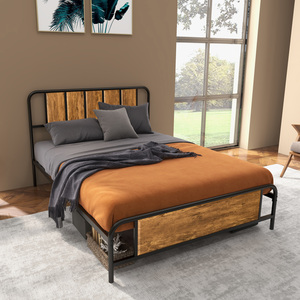 HOMCOM Bed Frame with Headboard Slat