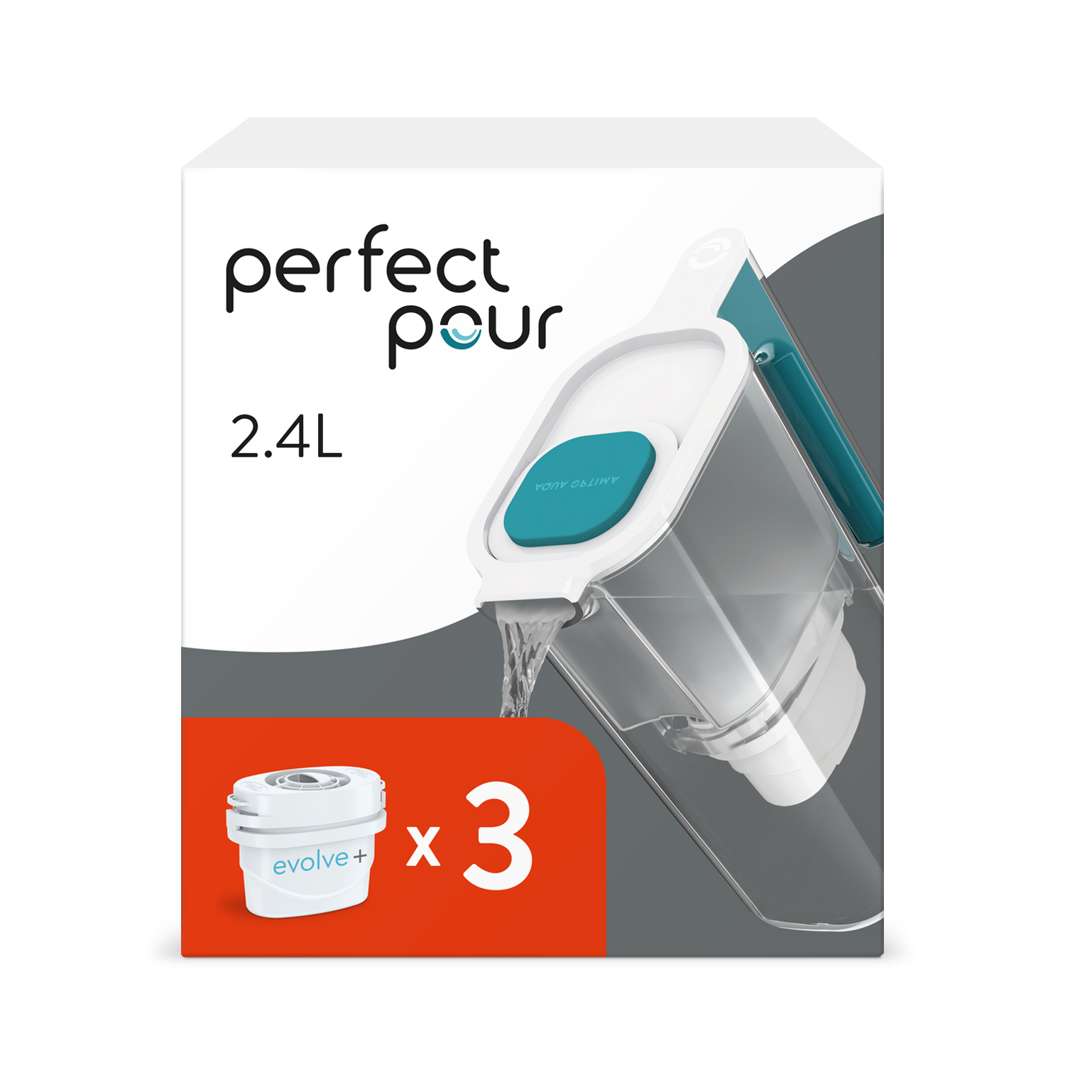 Image of Perfect Pour 2.4 Litre Water Filter Jug - Blue / 3 pack