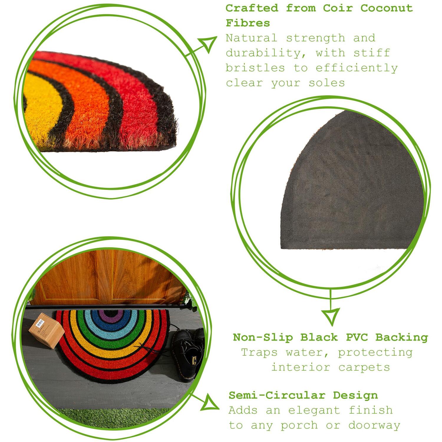 Personalised Coir Door Mat - Any Text Engraved, Non-Slip, 60x40cm, Various Colours Available