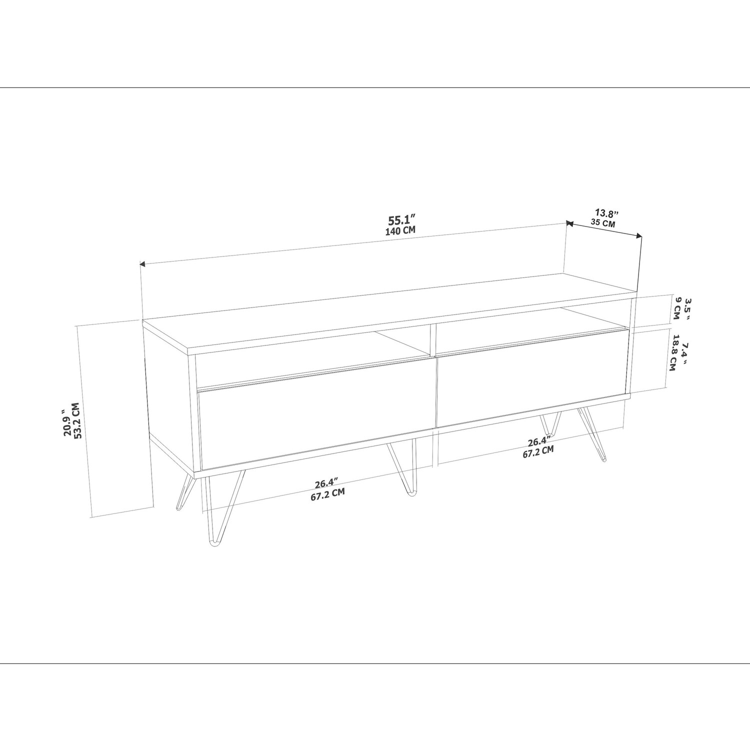 Flay Tv Unit - Walnut Black