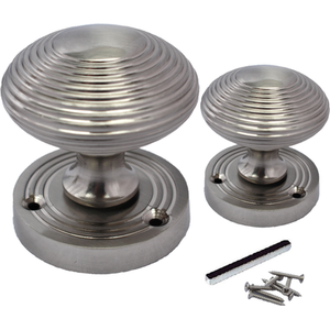 Door Knobs Reeded Round Internal Mortice Knob - Satin 56mm