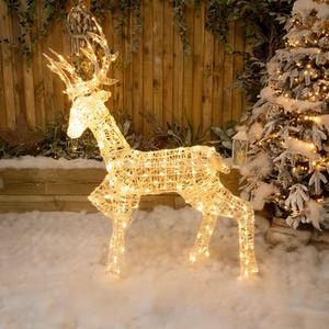 1.35m Christmas Acrylic Stag with 200 White or Warm White LEDs