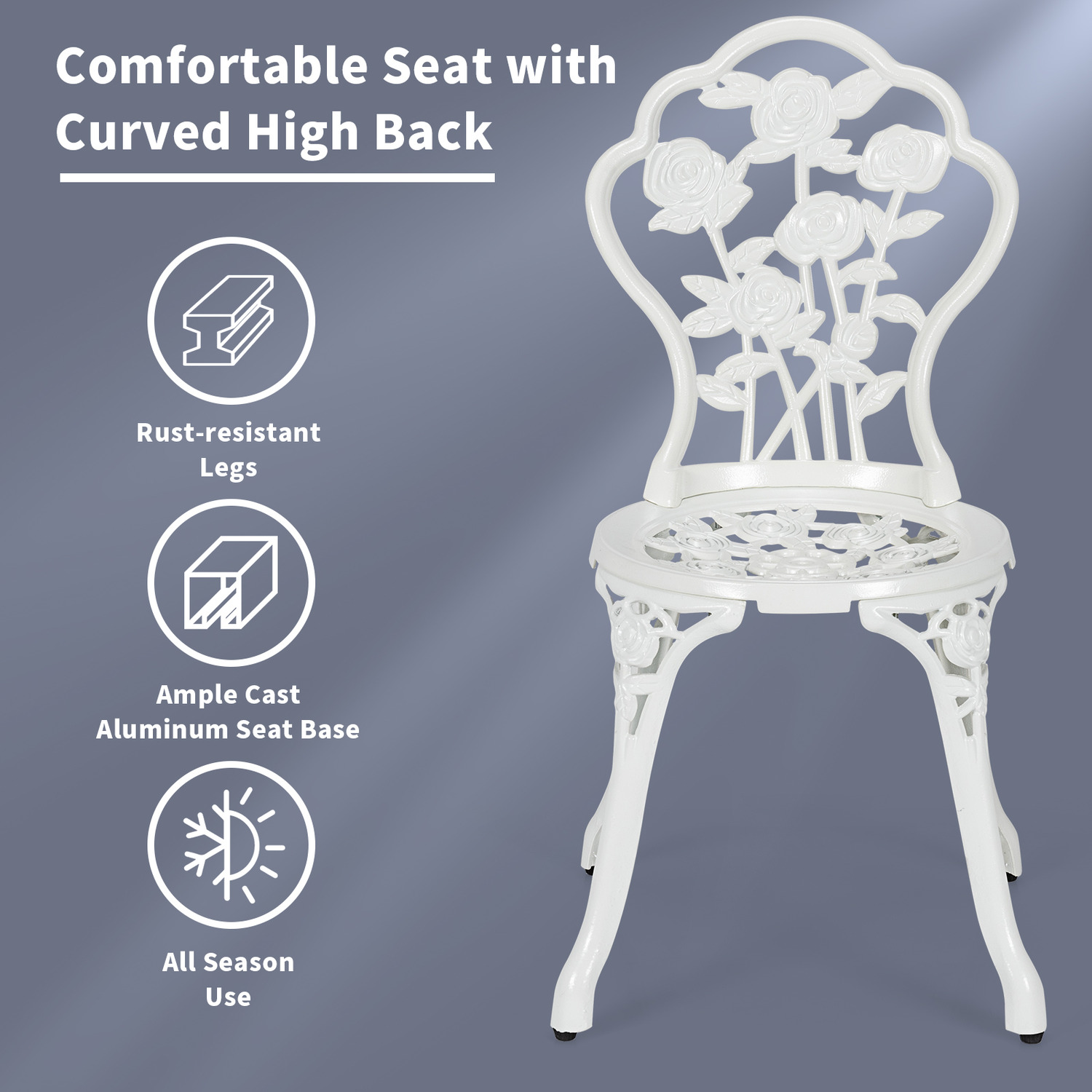 Garden Bistro Dining Table Chair Set - White