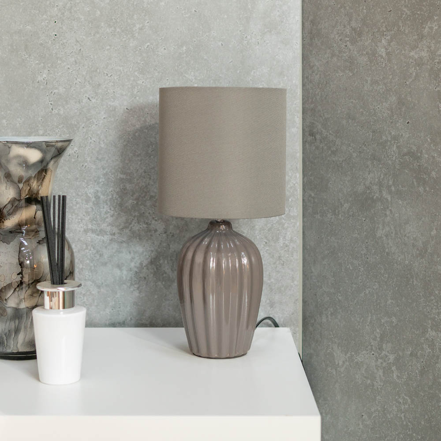 Carbone Fluted Table Lamps - Set of 2 - Grey