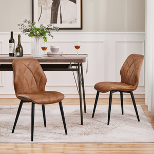 Set of 2 Dining Chairs with Petal Accented Backrest