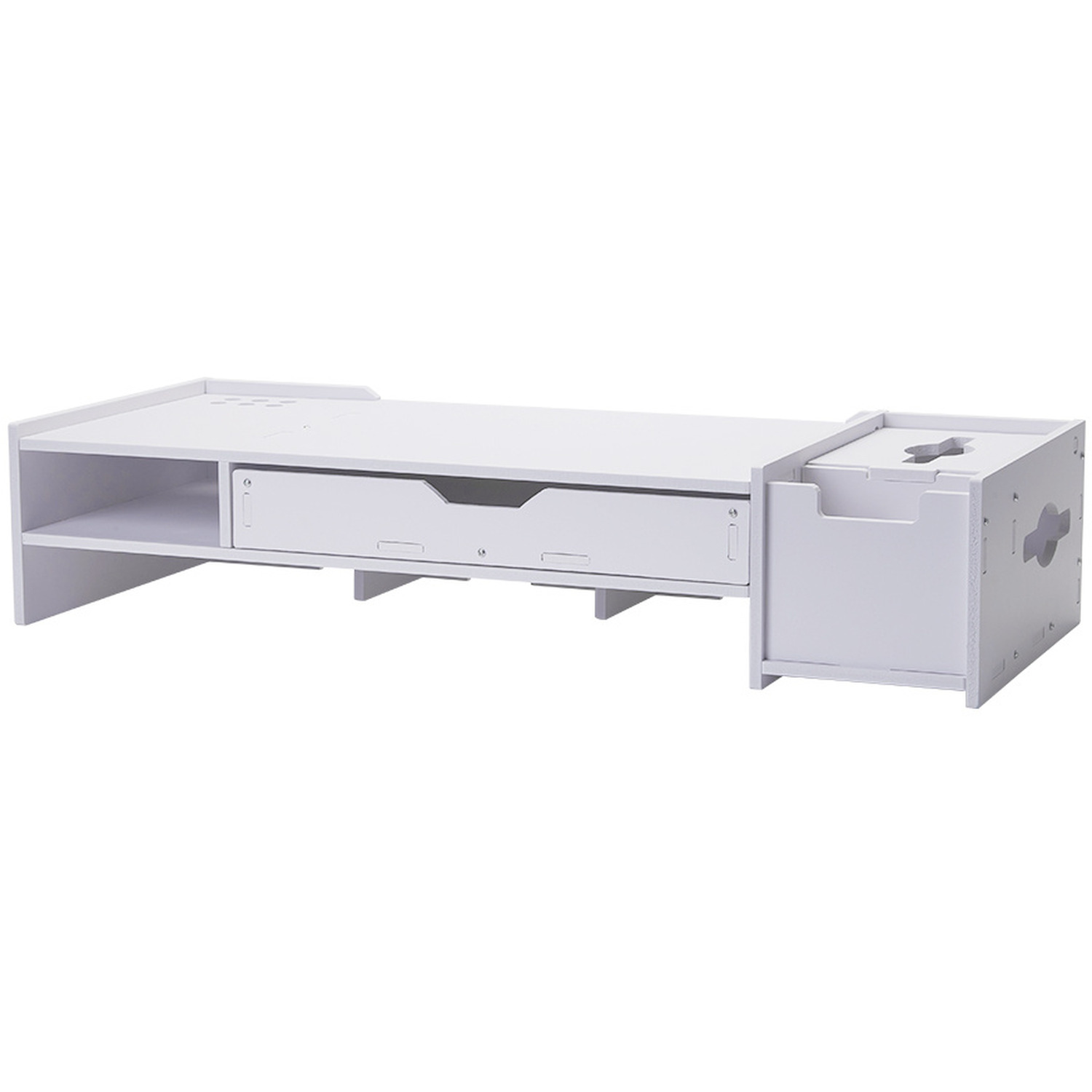 Home Office Multifunctional Monitor Stand Riser With Storage - White