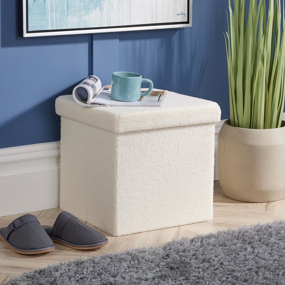 Home Source Square Furry Ottoman