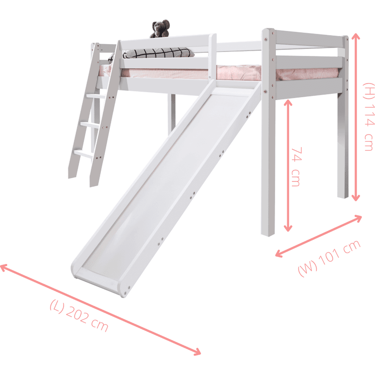 Thor Cabin Bed Midsleeper With Slide In Classic White - White
