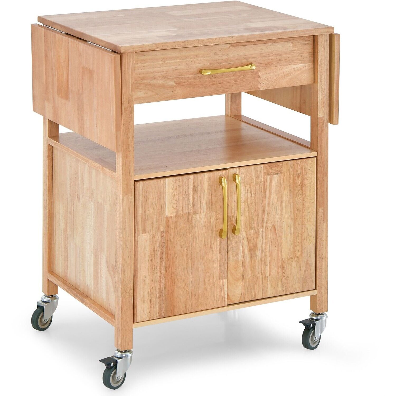 Drop Leaf Kitchen Storage Trolley - Natural