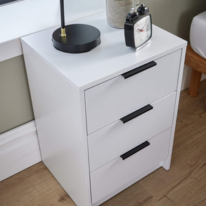 White Home Source Phoenix 3 Drawer Bedside  shot 6115010