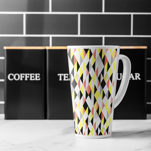 Yellow Pink  Black Geometric Pattern Latte Mug