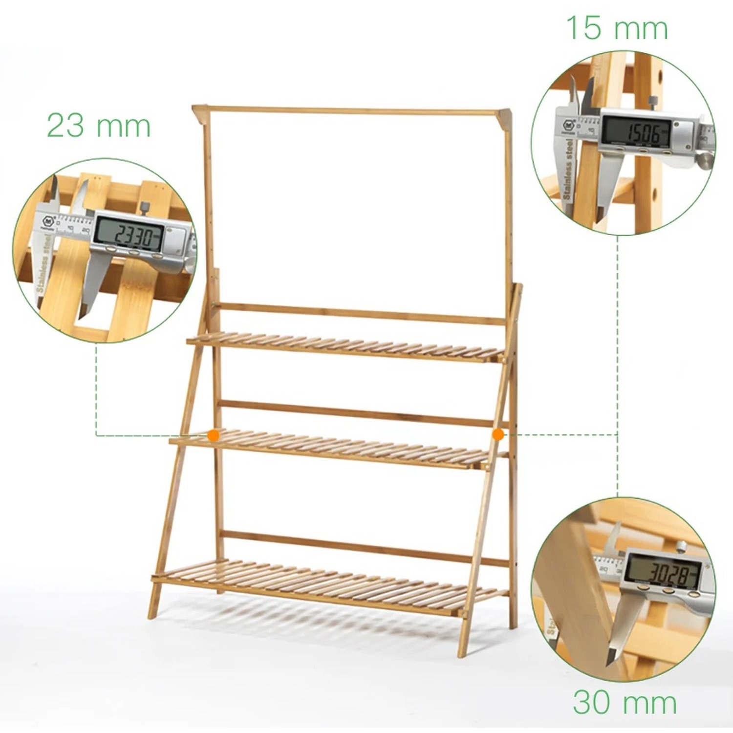 3 Tier Folding Bamboo Hanging Plant Stand - Natural