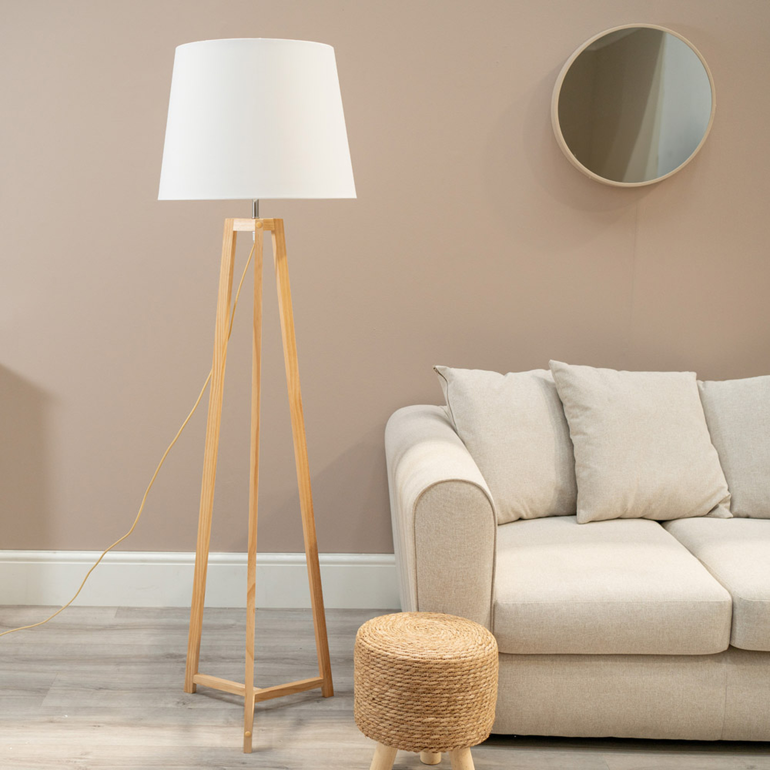 Image of Lottie Natural Floor Lamp with Tapered&hellip;