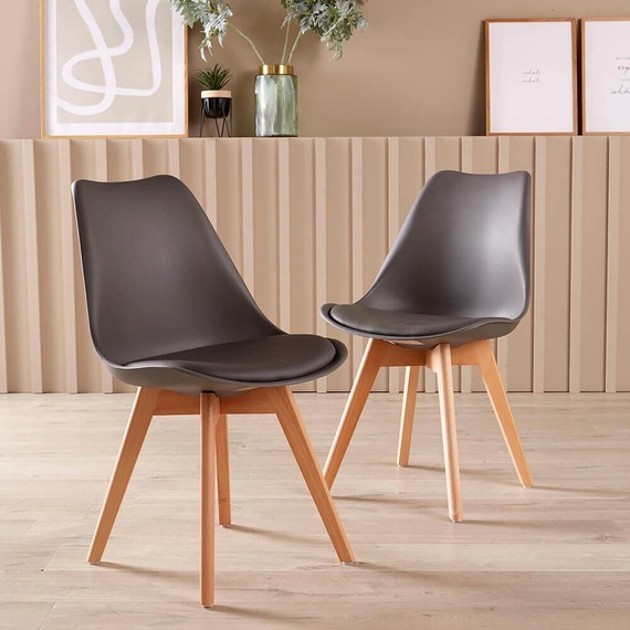 Home Source Pair Lisbon Grey Dining Chairs