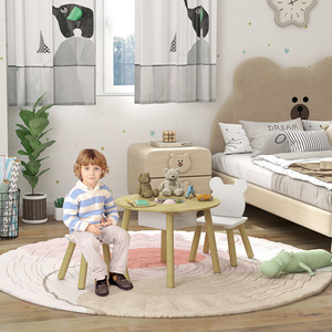 AIYAPLAY 3 Pieces Toddler Table and Chair Set with Centre Mesh Bag