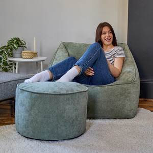 icon Natalia Chenille Armchair Bean Bag and Pouffe Set Giant Bean Bag Chair
