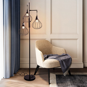 Contemporary Industrial Style Three-Head Floor Lamp with Irregular Shade