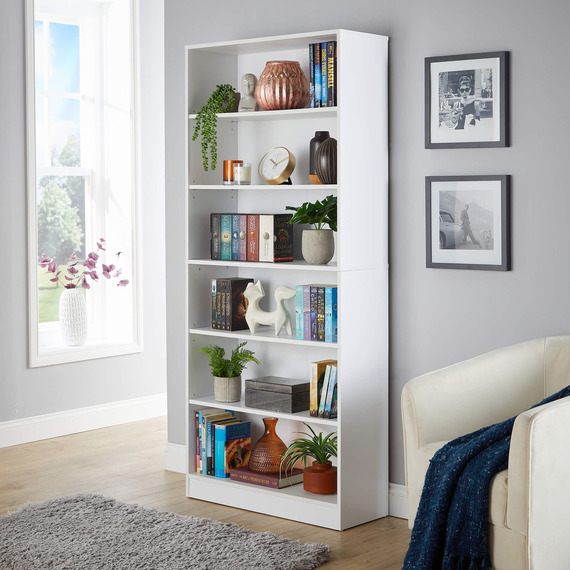 Home Source Clara Tall Wide Storage Bookcase 
