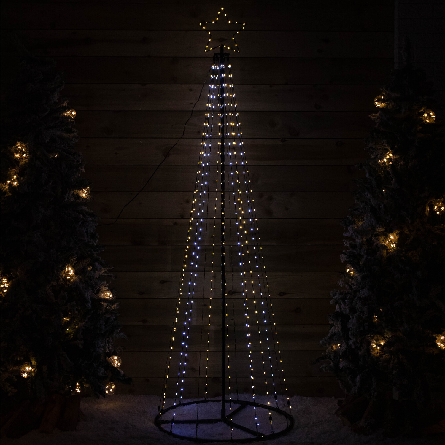 Christmas Pyramid Tree with 835 White and Warm White LEDs - Warm White