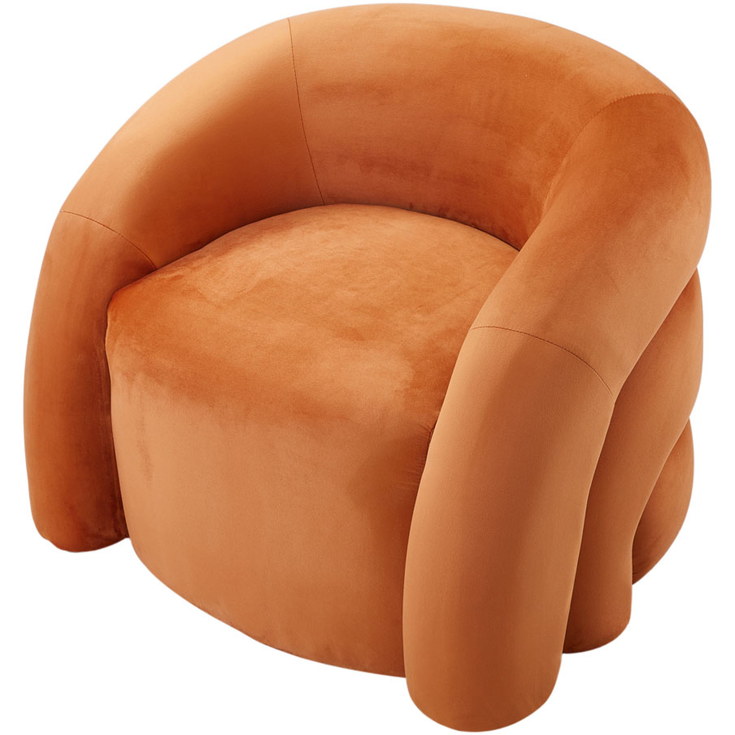 Upholstered Curved Snug Accent Chair - Orange