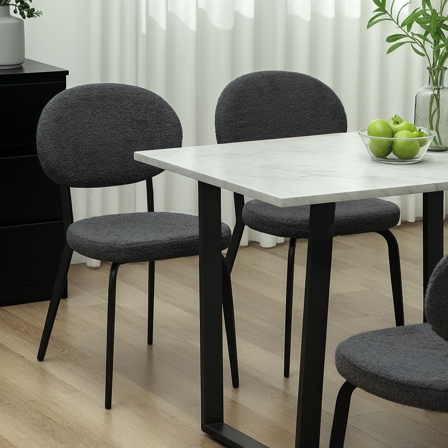 HOMCOM Modern Boucle Dining Chairs Set of 4 for Kitchen