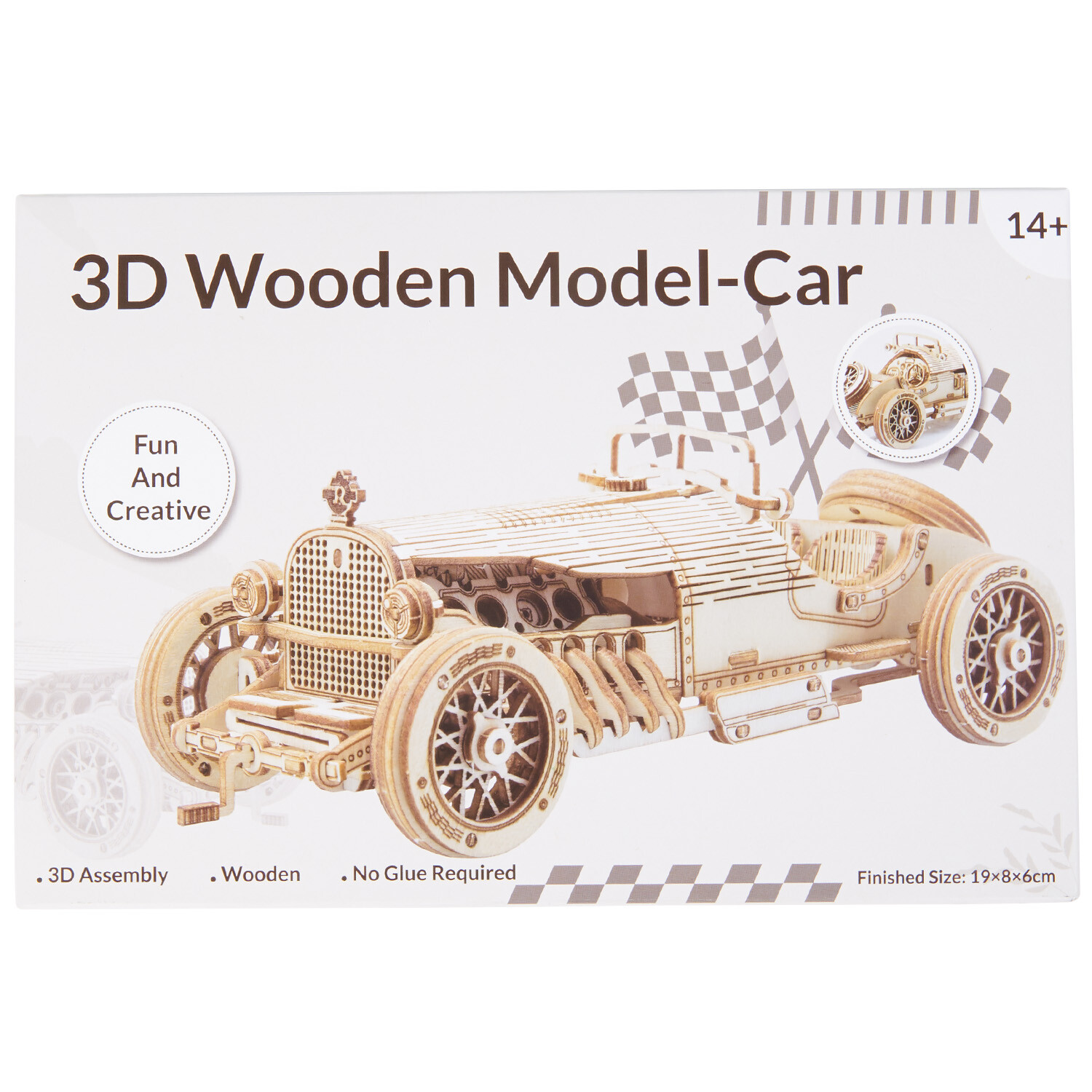 3D Wooden Model Car - Natural