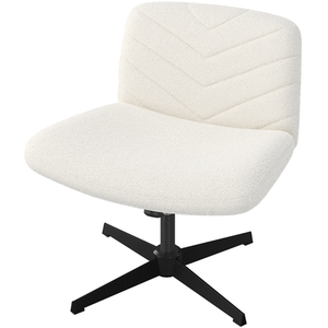 Ivory Yaheetech Swivel Wide-Seat Makeup Chair Desk Chair for Home Office shot 7791973