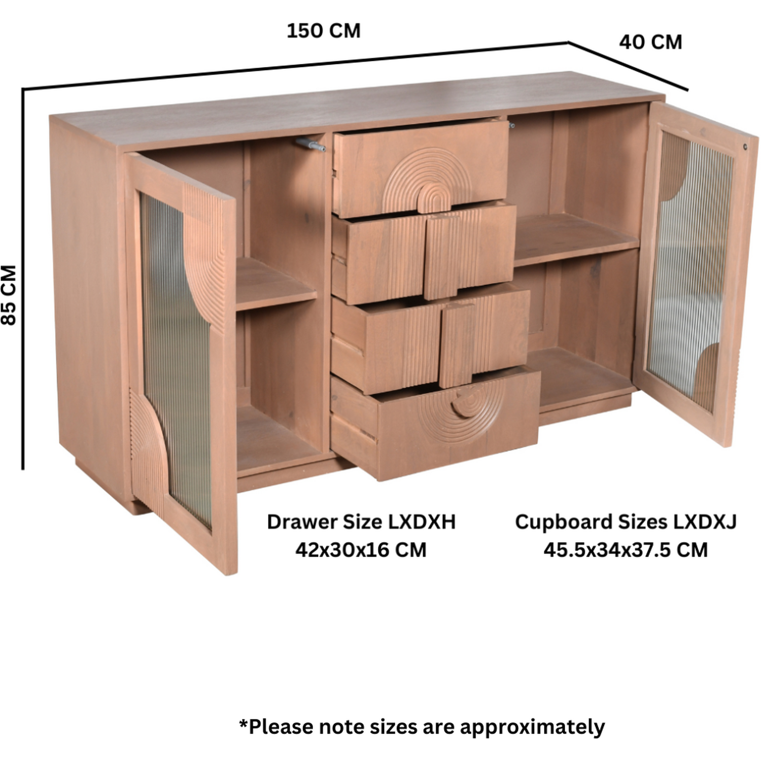 Jodhpur Solid Wooden Extra Large Sideboard - Brown