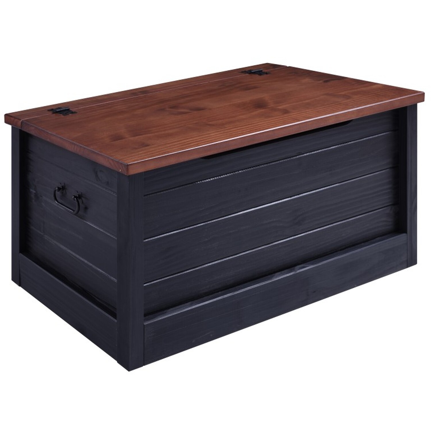 Cottage Blanket Box Ottoman Chest Storage Toy Wooden Solid Wood - Black