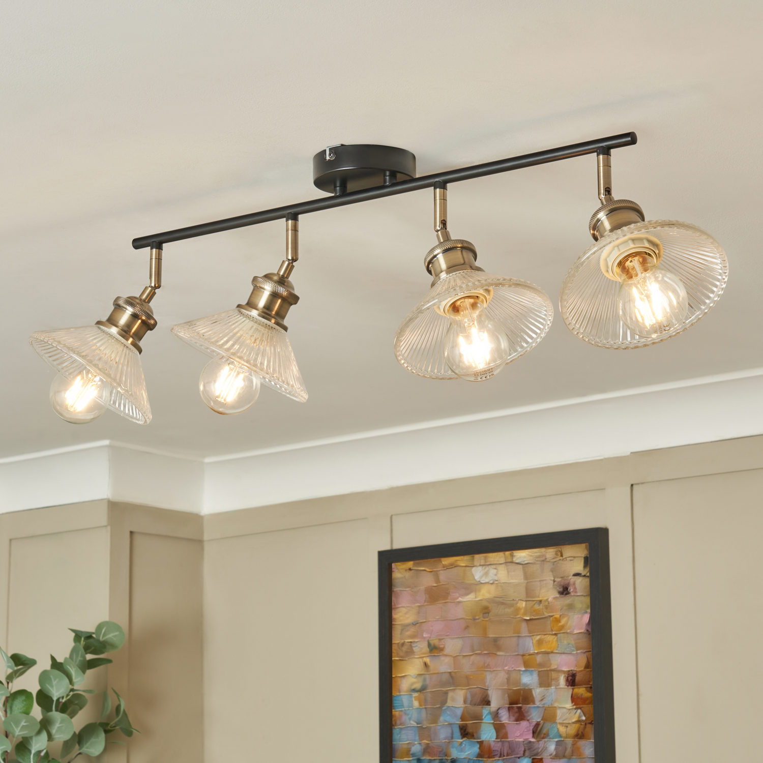 Zeke 4 Light Industrial Spotlight Bar - Antique Brass