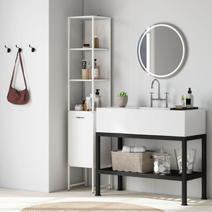 HOMCOM Tall Narrow Bathroom Cabinet with Adjustable Shelf