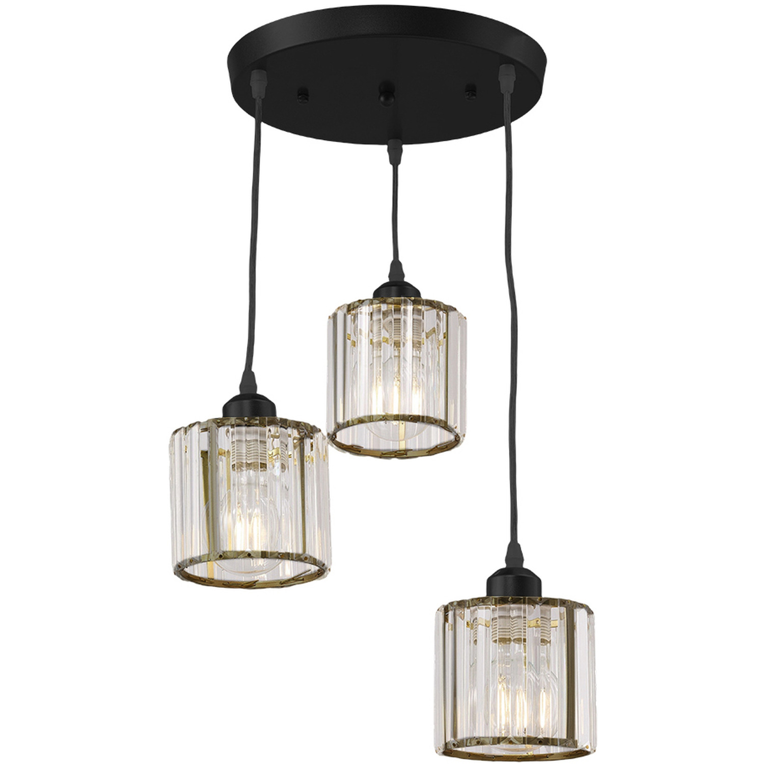 Livingandhome Cylinder Lampshade Crystal Chandelier Round Ceiling Plate - Black