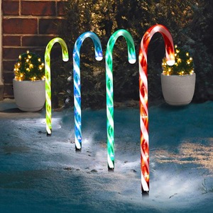 Set of 4 LED Candy Canes Christmas Outdoor Decoration Light