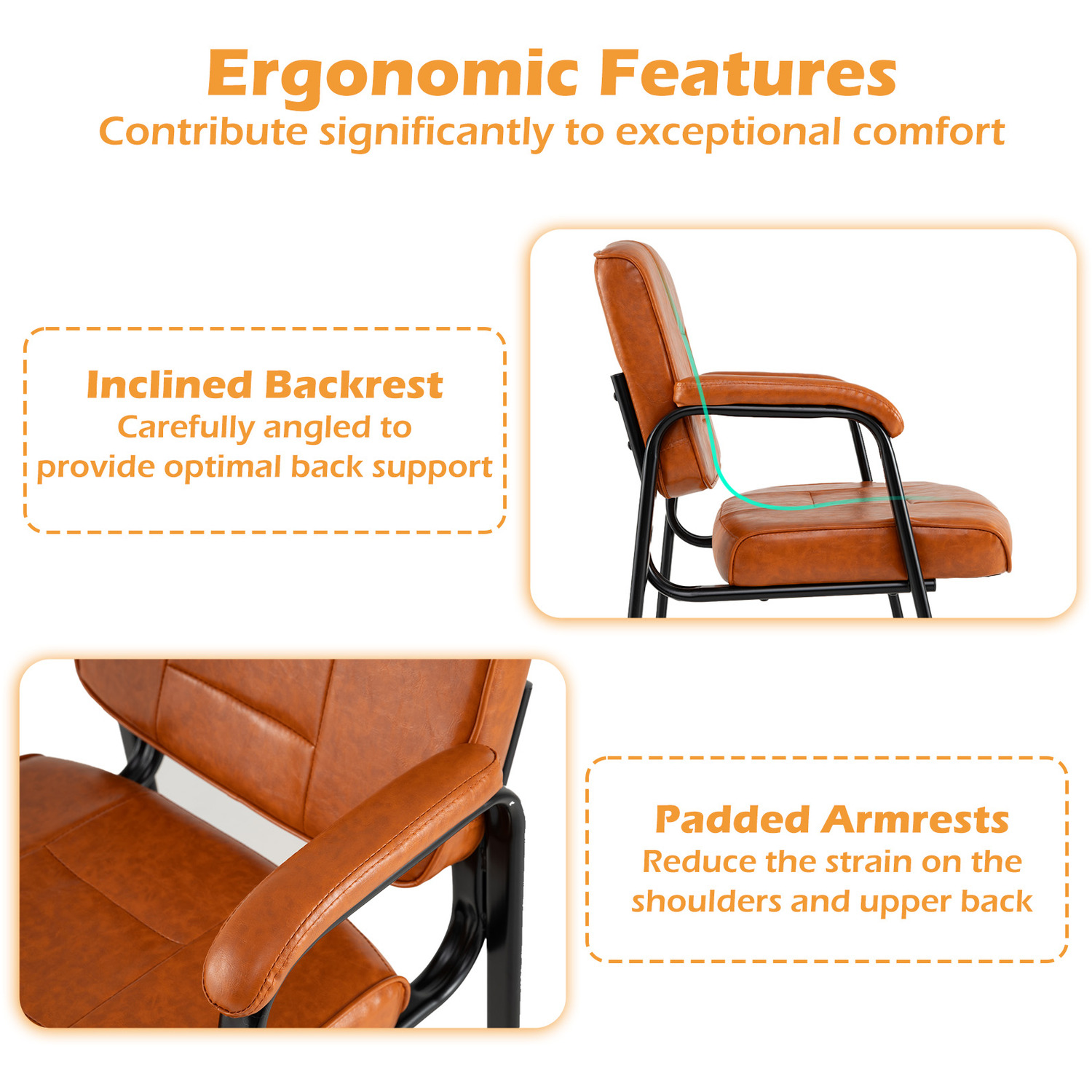 Set Of 2 Modern Office Desk Chairs - Brown