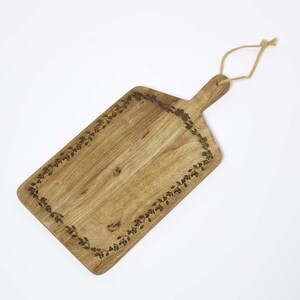 Etched Christmas Holly Mango Wood Chopping Board