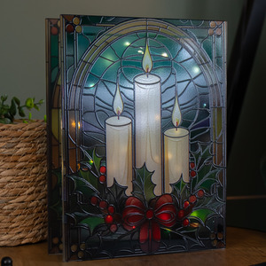 Light up Glass Christmas Decoration with Candles and LEDs