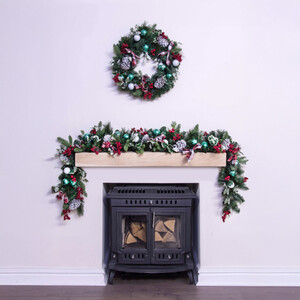Decorated Mixed Pine Garland with Tartan Bows