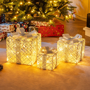 Set of 3 Christmas Lighted Gift Boxes