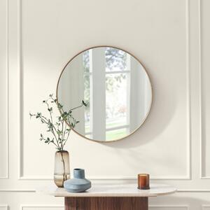 Inga Oak Wood Medium Round 80cm Wall Mirror