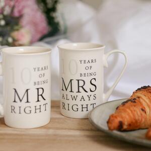 2pc 10th Anniversary New Bone China Mug Set - 300ml