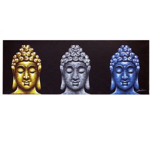 Buddha Painting Three Heads MultiColor