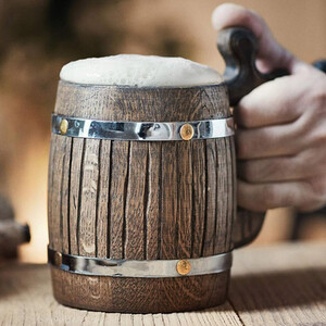 Handmade Wooden Beer Mug - Medieval Tankard Style Mugs