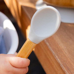 14cm Children's Bamboo Silicone Tip Spoons Pack of 2