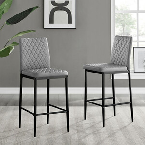 Milan Faux Milan Faux Leather Bar Stools with Black Legs Pack of 2