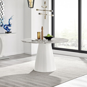 Palma White Marble Effect Round Modern Kitchen Dining Table