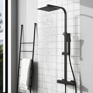 Exposed Thermostatic Bar Mixer Shower Kit with Handheld and Rainfall Head