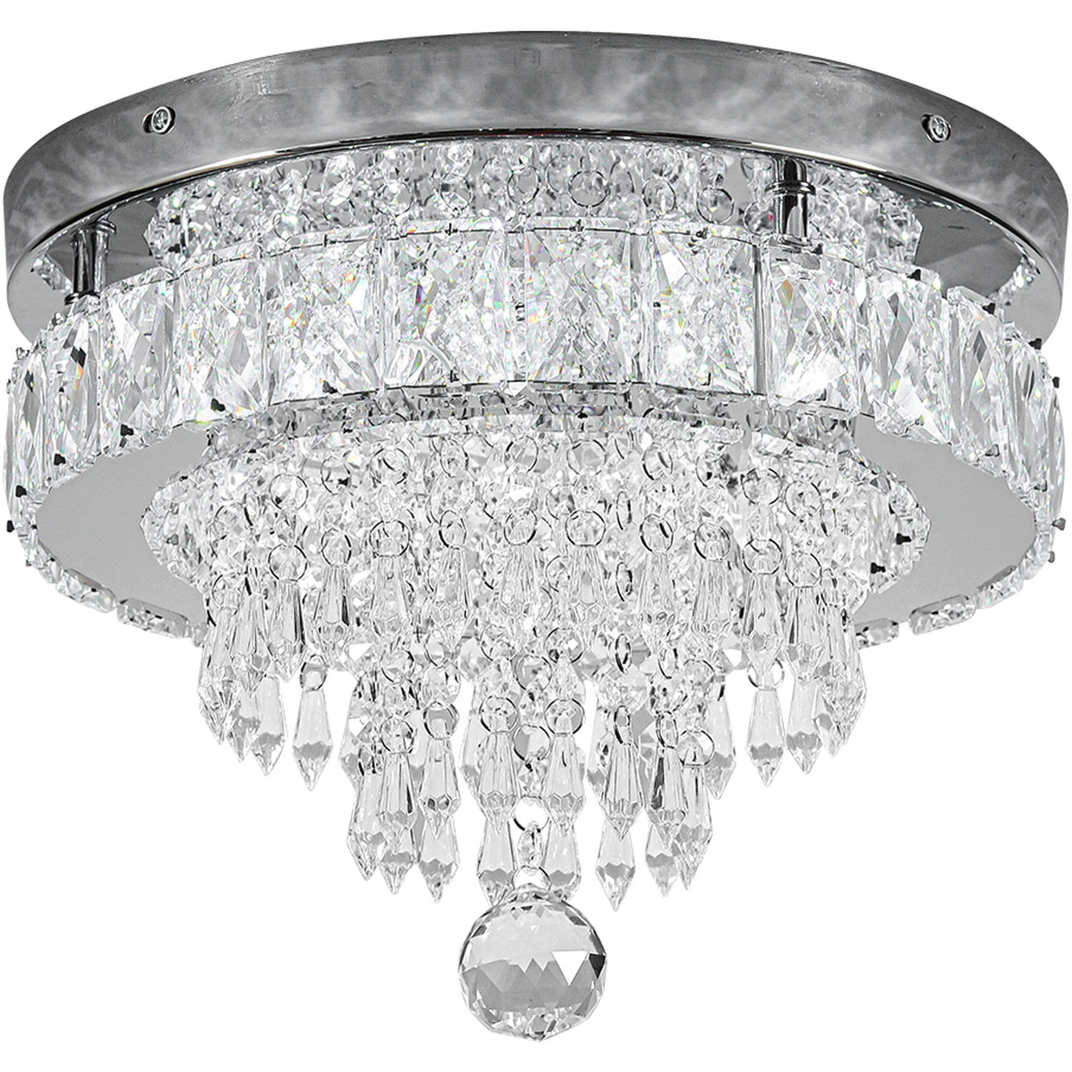Elegant Crystal Round Ceiling Light - Silver