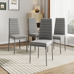 Set of 4 Faux Leather High-Back Armless Dining Chairs