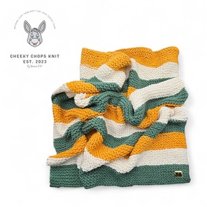 Large Honey Vanilla Mint Striped Baby Blanket