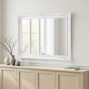 French Style Carved Wall Mirror White